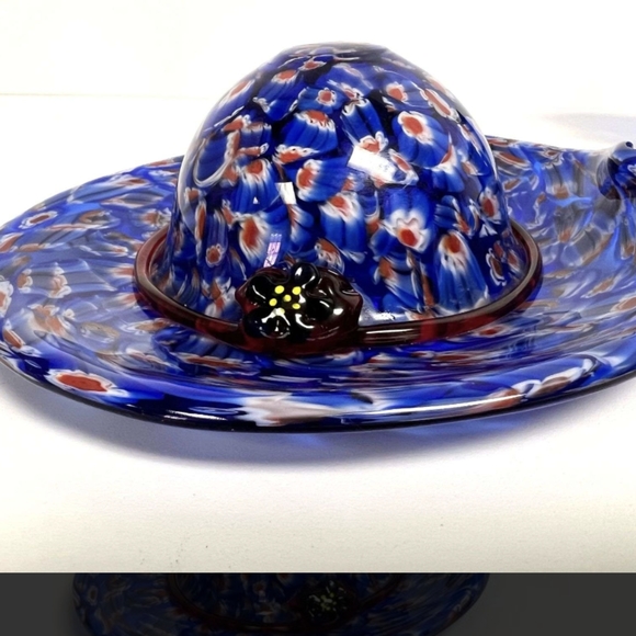 Murano Millefio Italian Art Blown Glass Hat 8x8 & Handbag 8x6 Set - Picture 3 of 16